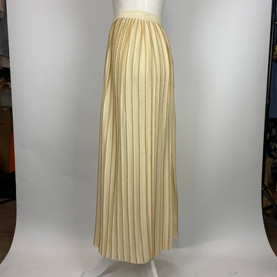 Gucci £1250 Cream & Gold Wool Knit Sunray Maxi Skirt M