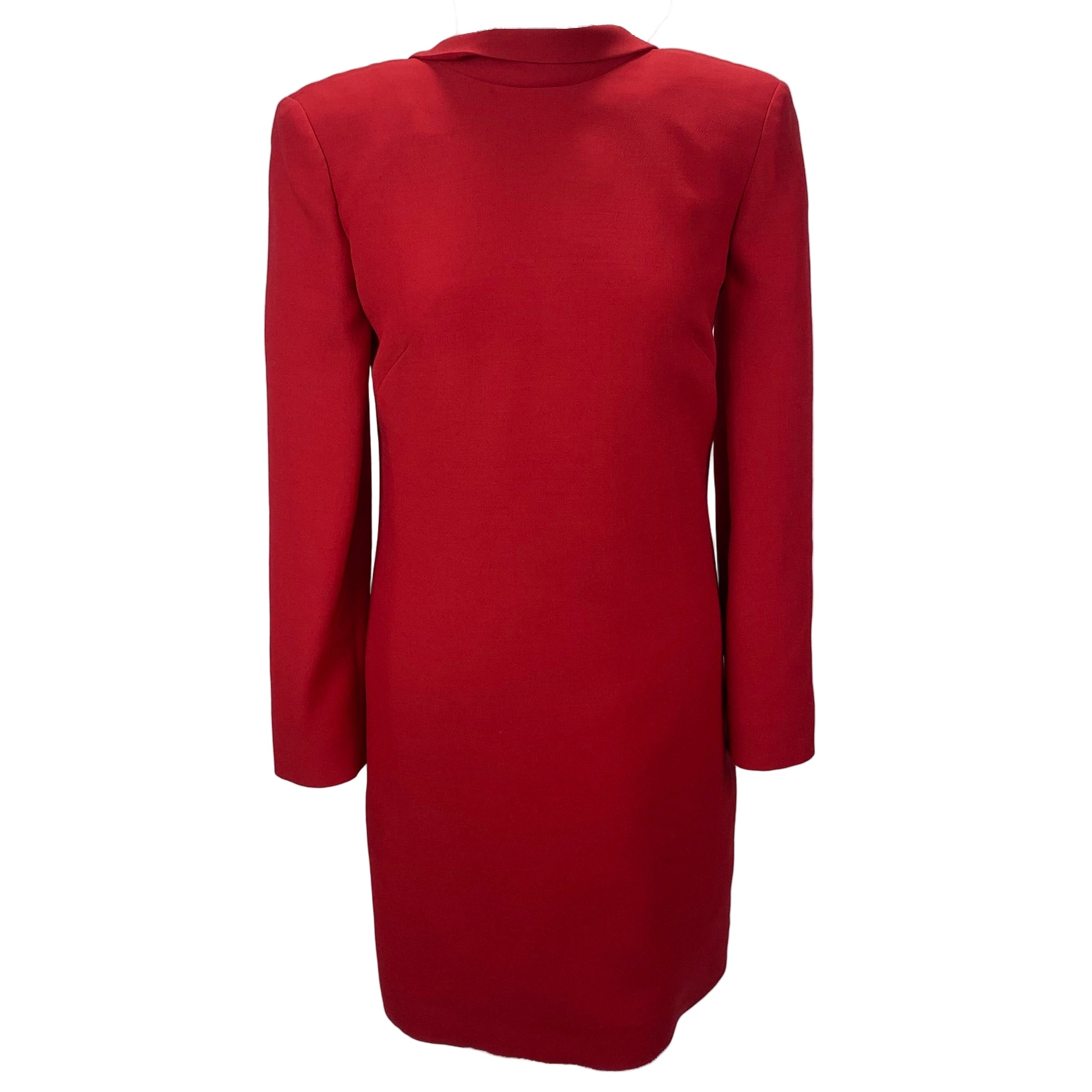 Valentino £2400 Scarlet Wool & Silk Bow Back Dress XS