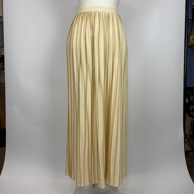 Gucci £1250 Cream & Gold Wool Knit Sunray Maxi Skirt M