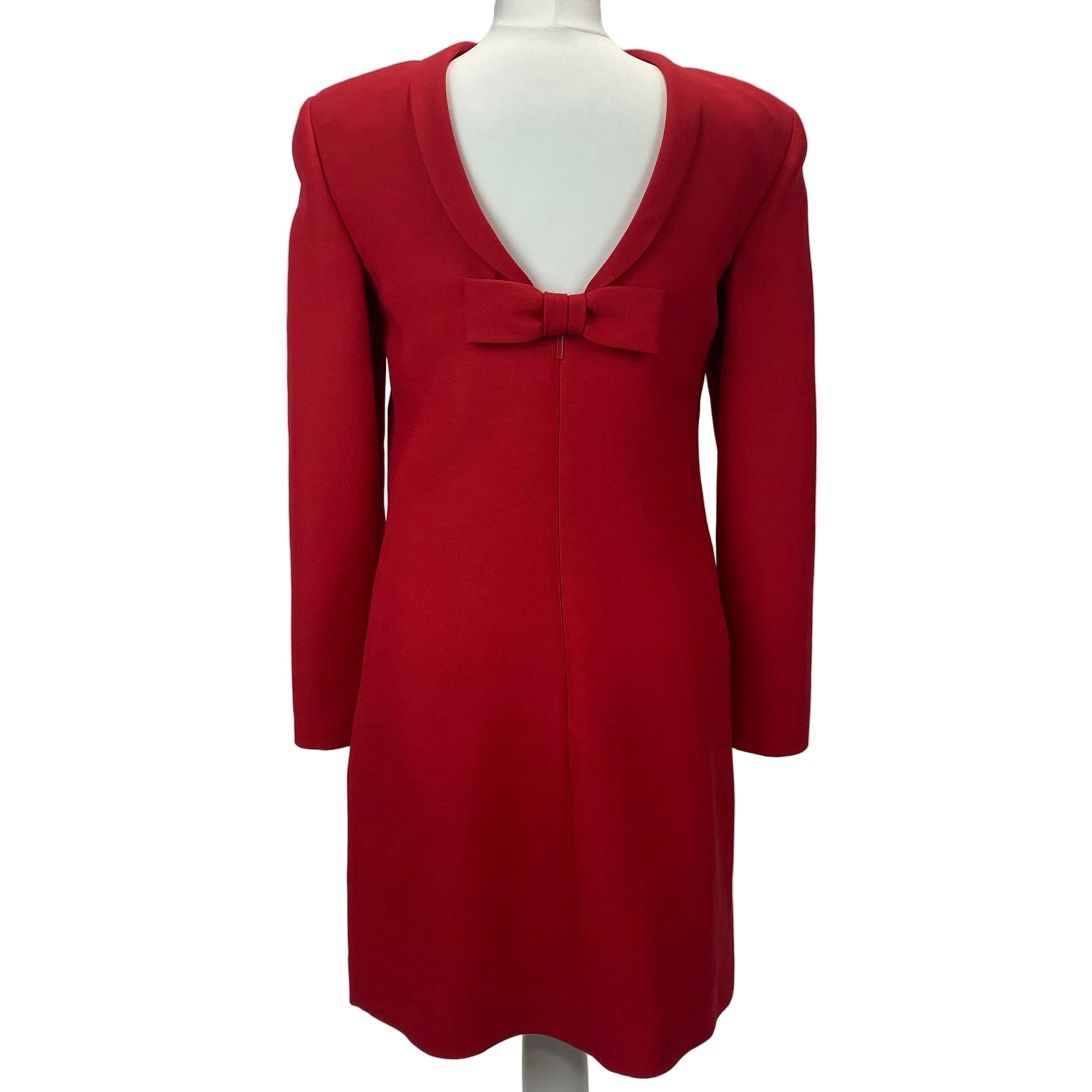 Valentino £2400 Scarlet Wool & Silk Bow Back Dress XS