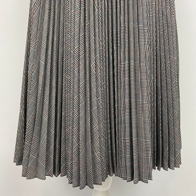 Prada £1200 Monochrome POW Check Pleat Midi Skirt XS