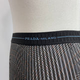 Prada £1200 Monochrome POW Check Pleat Midi Skirt XS