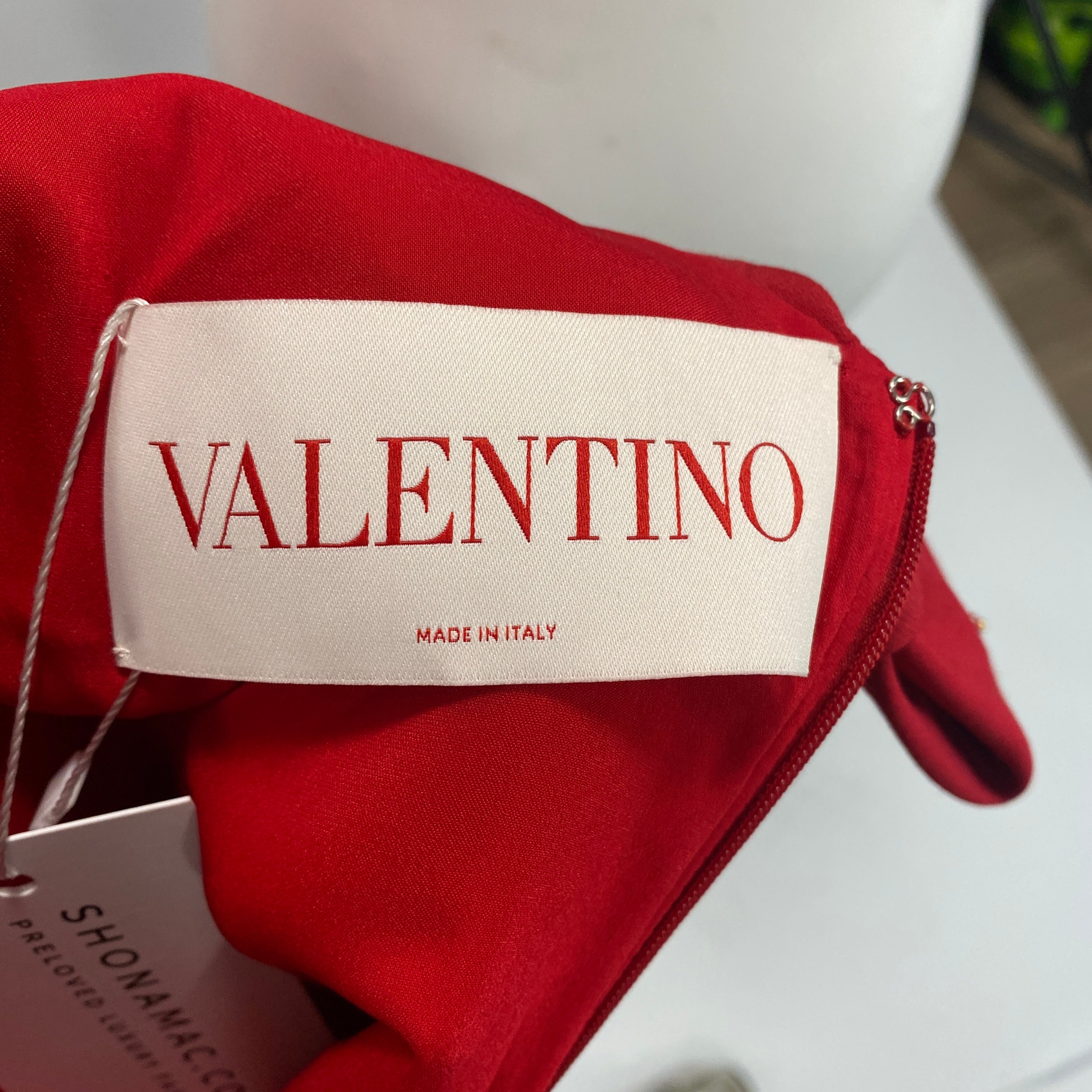 Valentino £2400 Scarlet Wool & Silk Bow Back Dress XS
