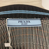 Prada £1200 Monochrome POW Check Pleat Midi Skirt XS