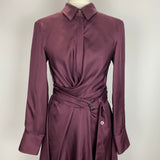 Brunello Cucinelli £2630 Merlot Silk Shantung A-Line Maxi Dress S