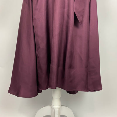 Brunello Cucinelli £2630 Merlot Silk Shantung A-Line Maxi Dress S