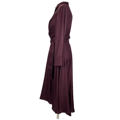 Brunello Cucinelli £2630 Merlot Silk Shantung A-Line Maxi Dress S