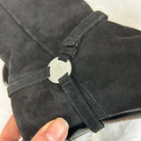 Chanel Black Suede Mid Heel Ankle Boots 38.5