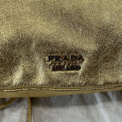 Prada Gold Leather Backpack/Crossbody Bag