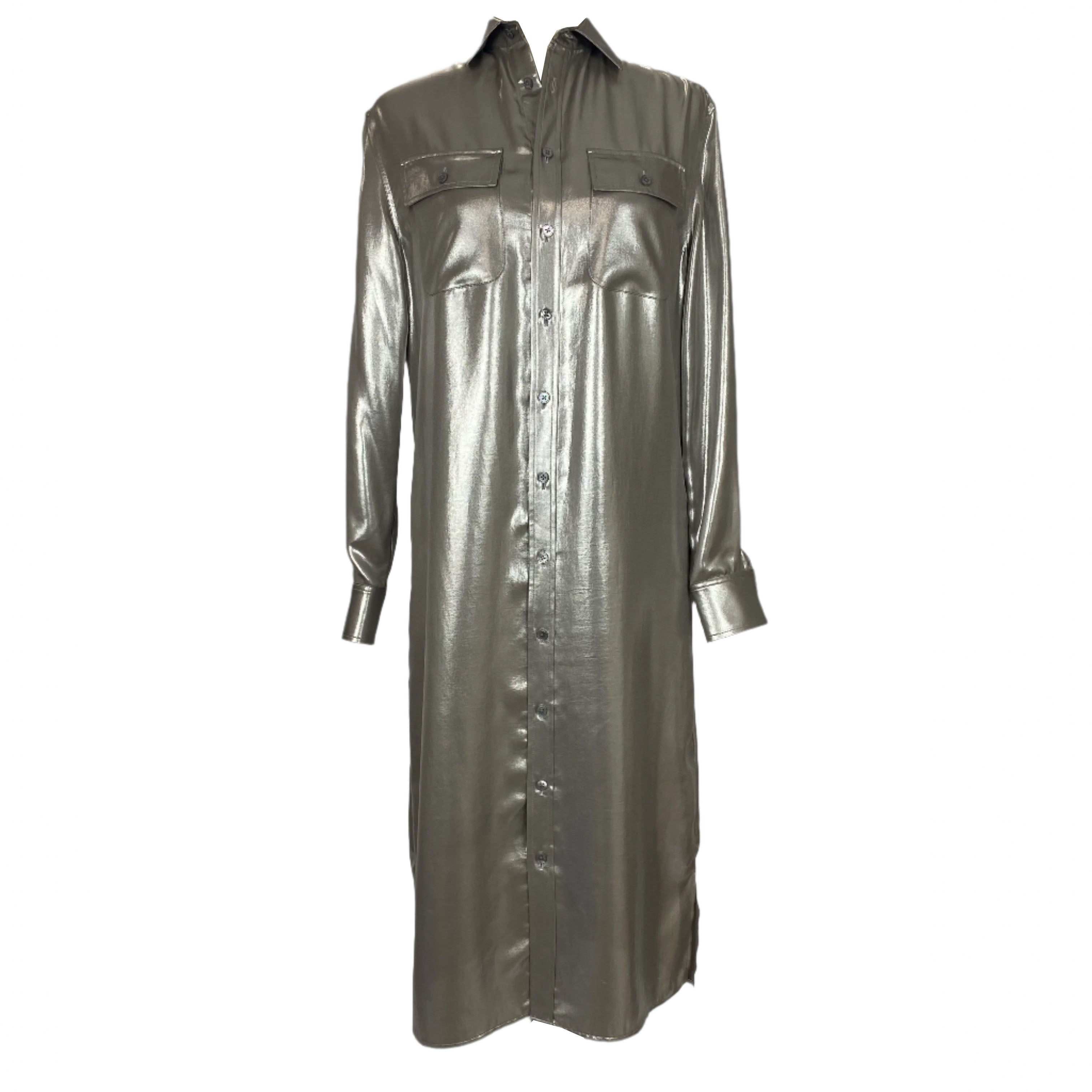 Ralph Lauren Purple Label £2250 Liquid Gold Shirt Dress XXS