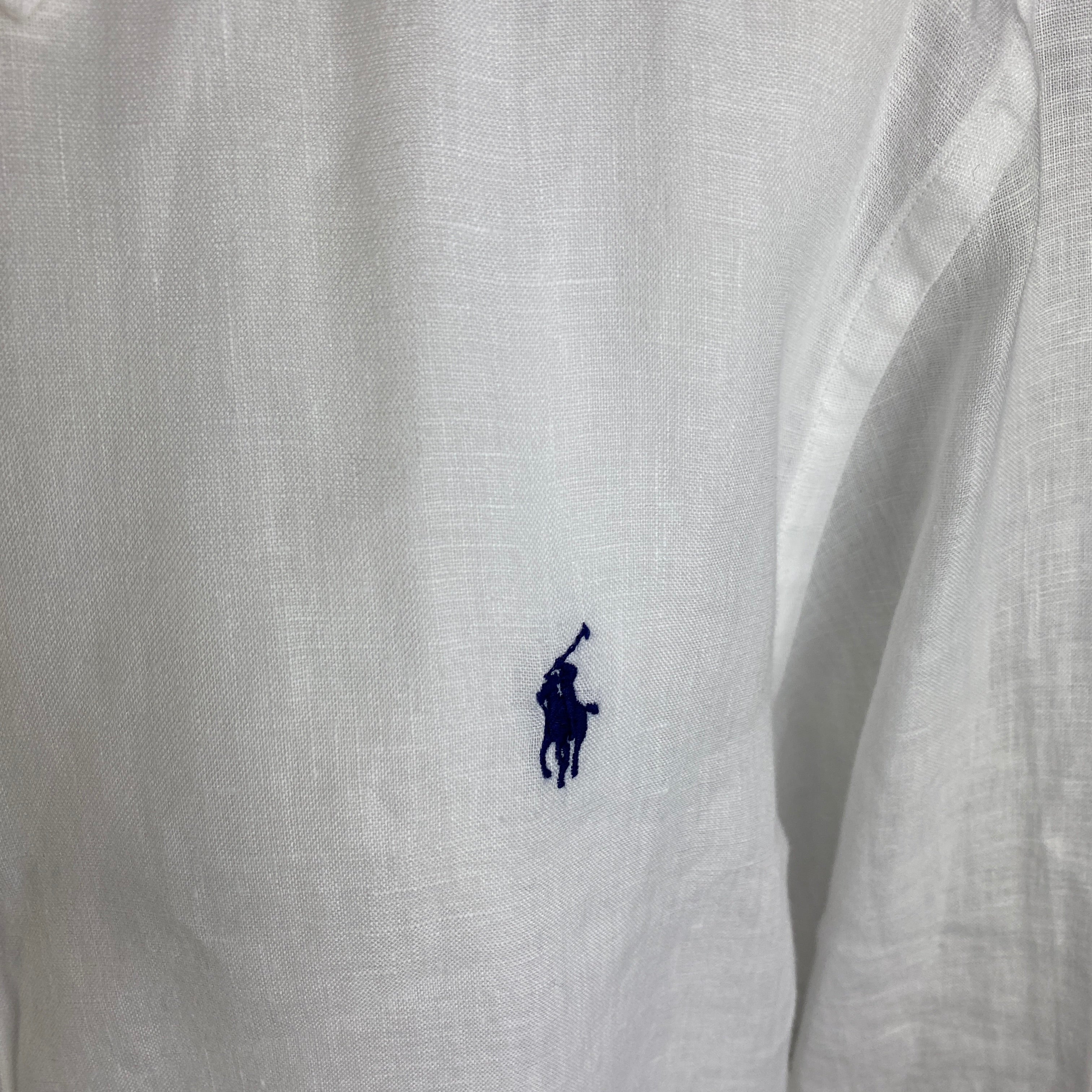 Polo Ralph Lauren New £175 White Linen Relaxed Shirt XL