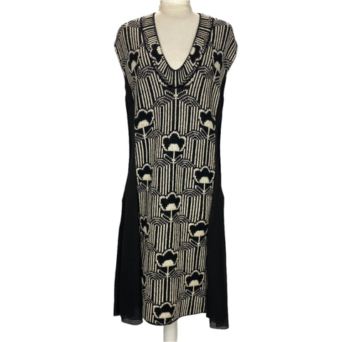 Prada £2000 Black & White Knit Jacquard Midi Dress XS