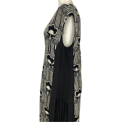 Prada £2000 Black & White Knit Jacquard Midi Dress XS