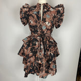 Ulla Johnson Brand New £495 Black & Tan Batik Print Tiered Dress M