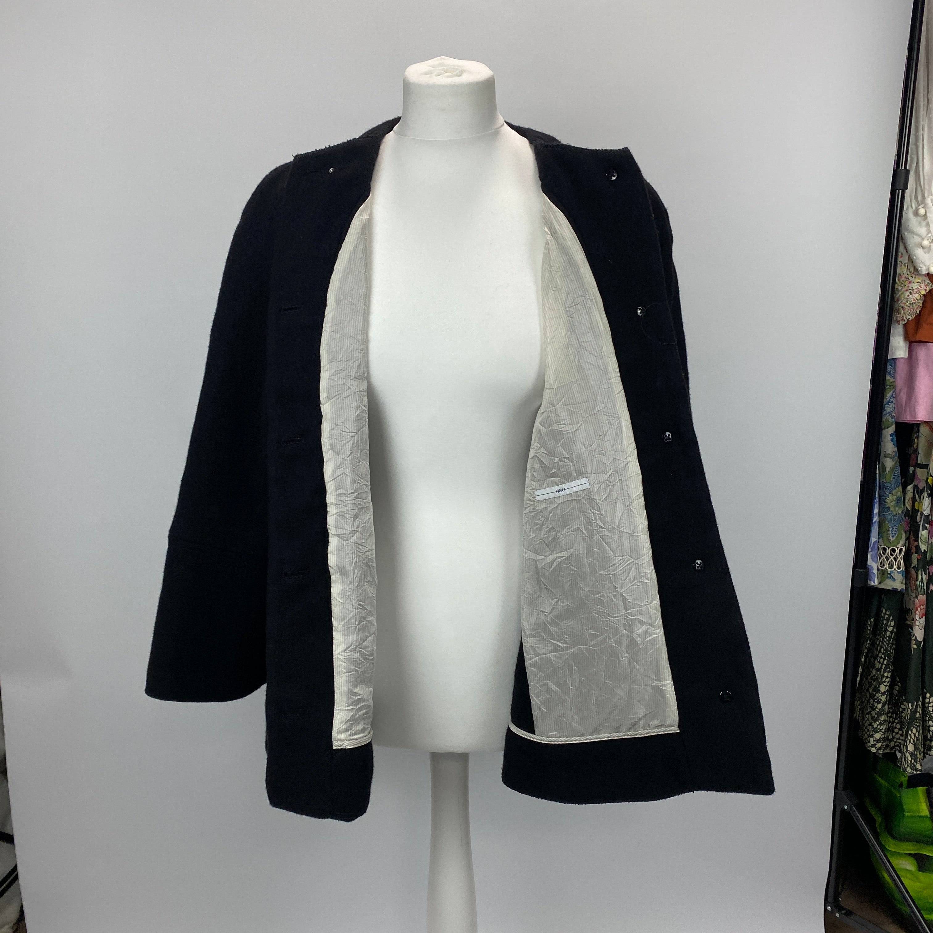 High Black Wool & Hemp Swing Jacket M