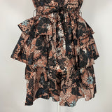 Ulla Johnson Brand New £495 Black & Tan Batik Print Tiered Dress M