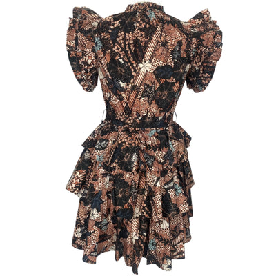 Ulla Johnson Brand New £495 Black & Tan Batik Print Tiered Dress M