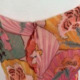 Saloni £750 Pink & Jade Print Silk Chiffon  Danielle Dress S