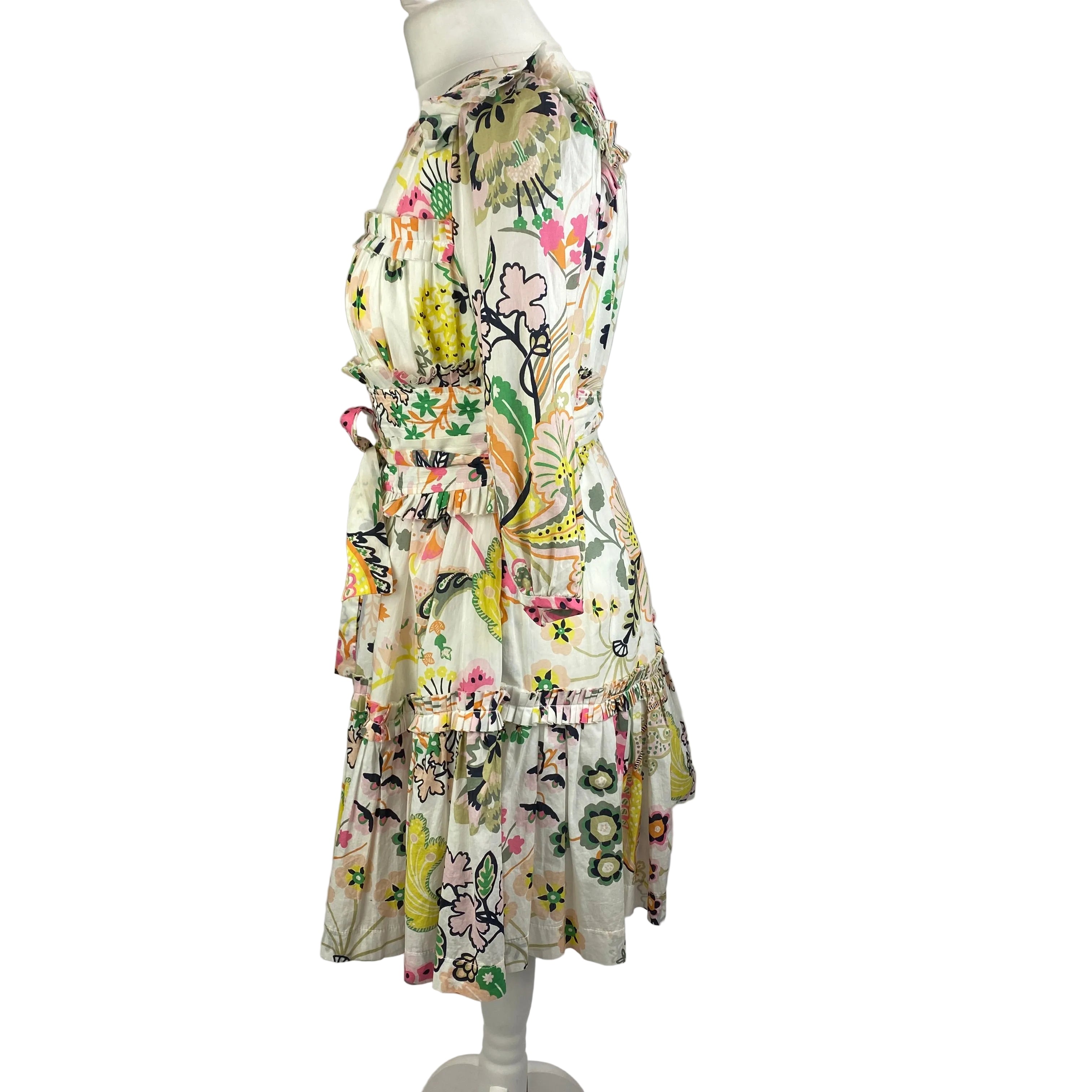 Anna Mason White & Pastel Print Cotton dress S