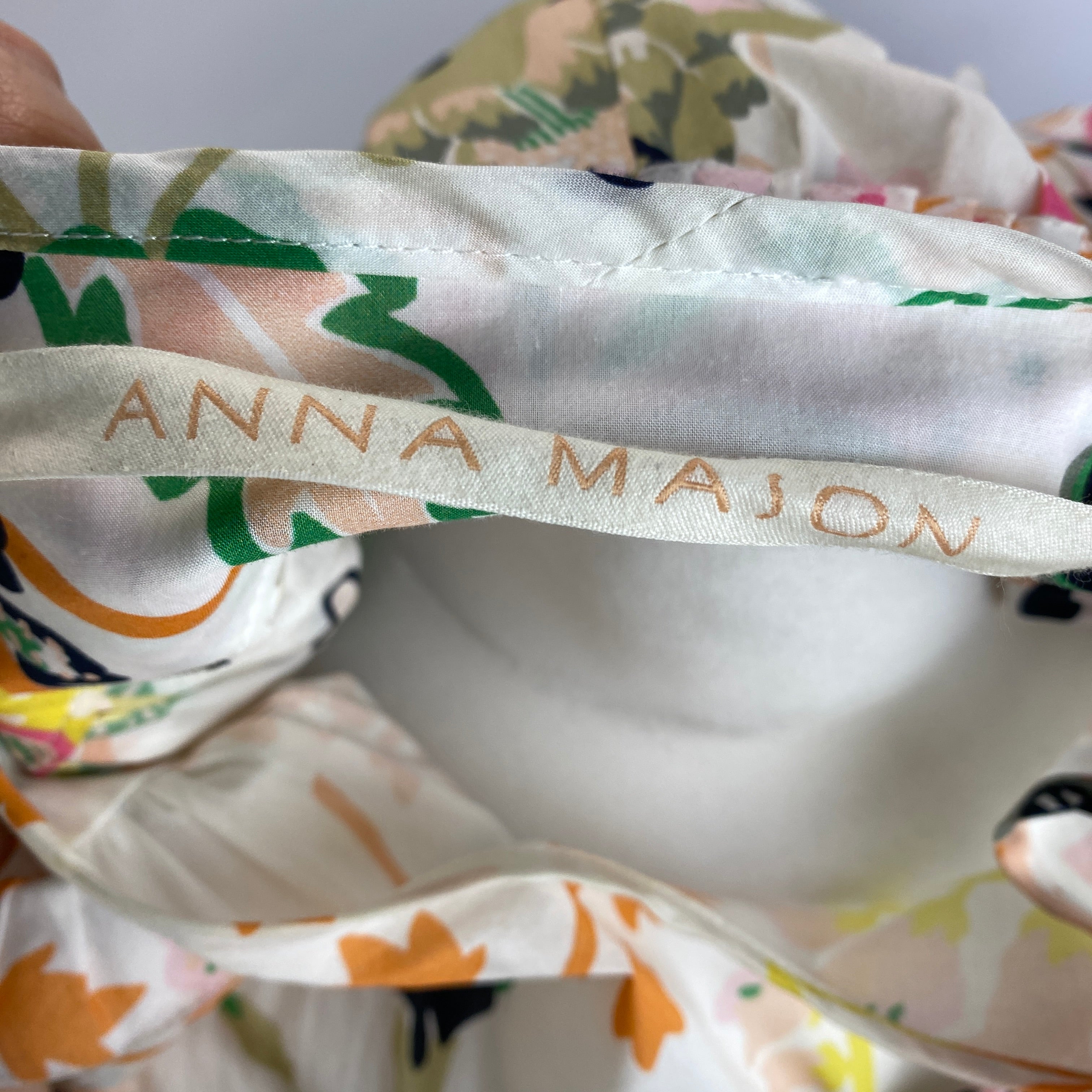 Anna Mason White & Pastel Print Cotton dress S