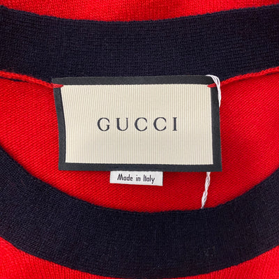 Gucci Red & Navy Wool & Cashmere Longline Knit Tunic S