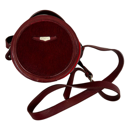 Carven Burgundy Calfhair Cantine  Crossbody Bag