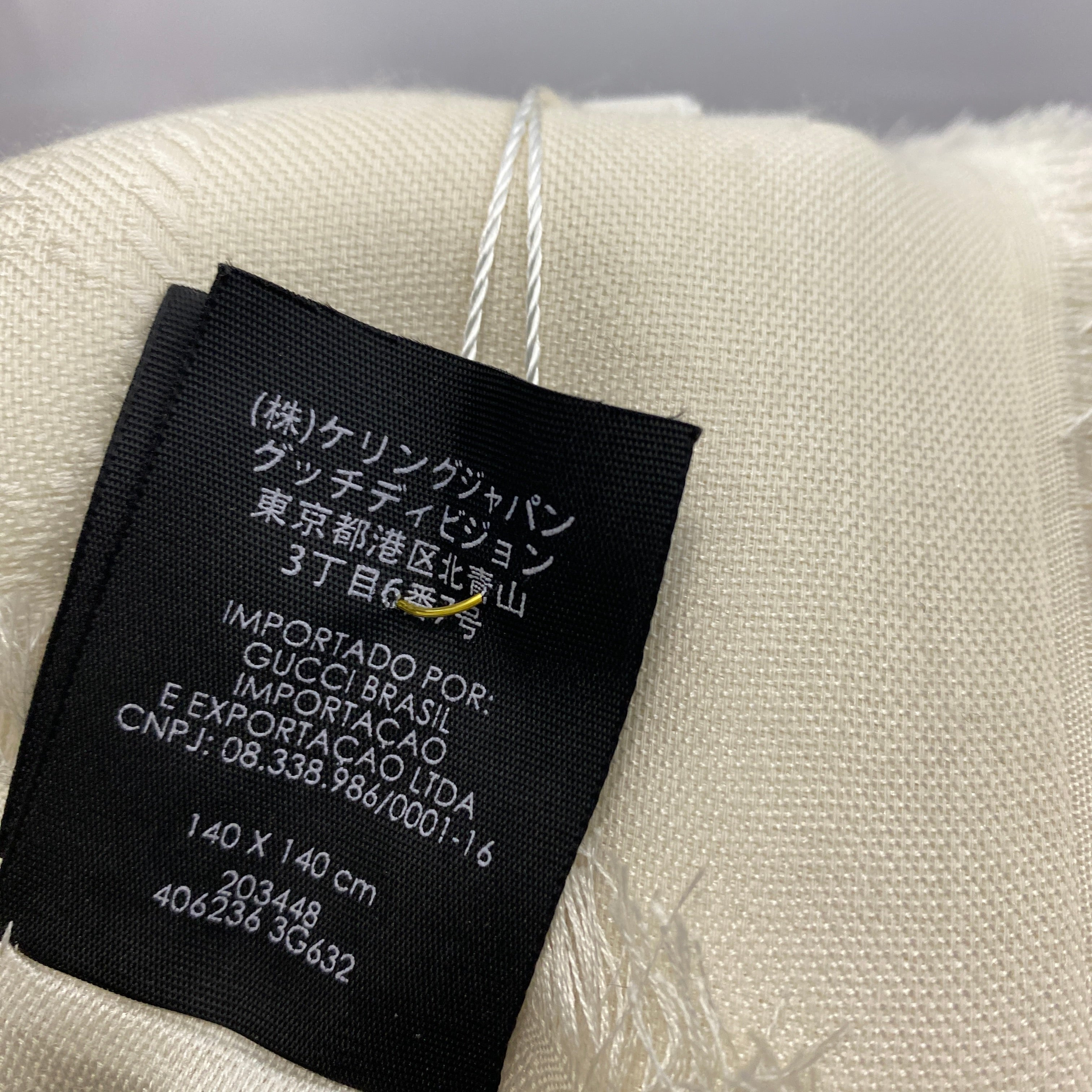 Gucci New £470 Ecru Silk & Wool Monogram Shawl