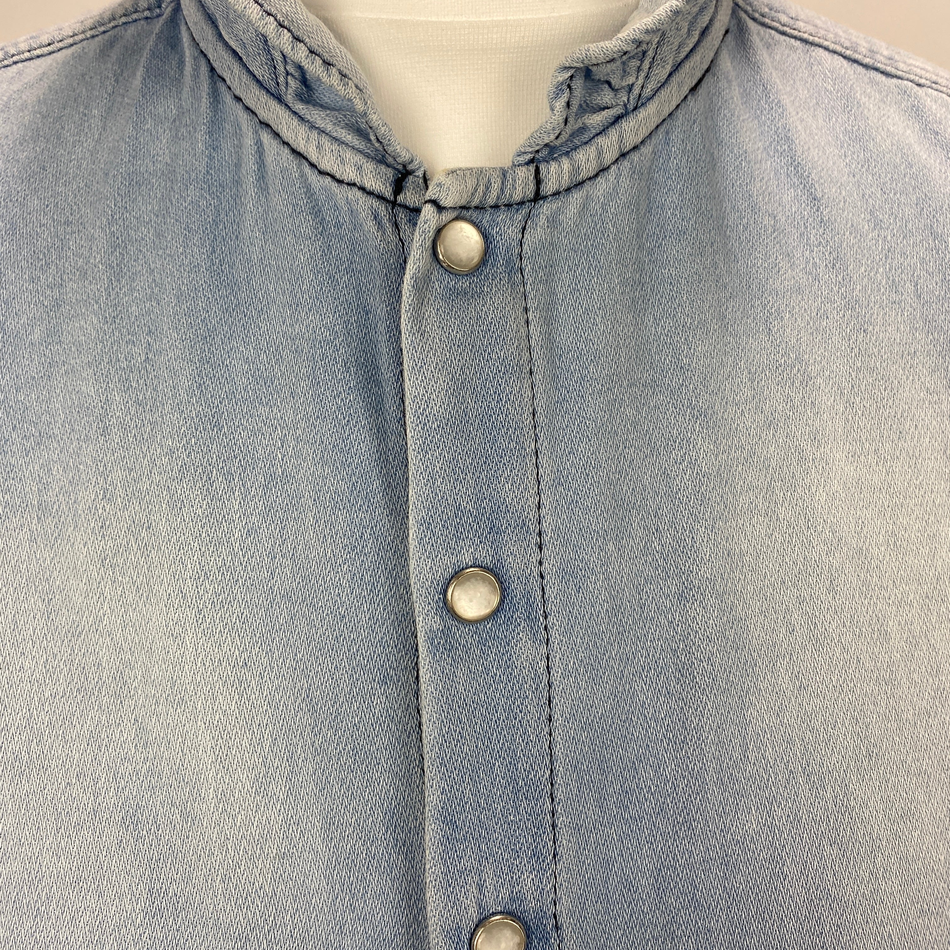 Ba&Sh Pale Denim Frill Collar Shirt S