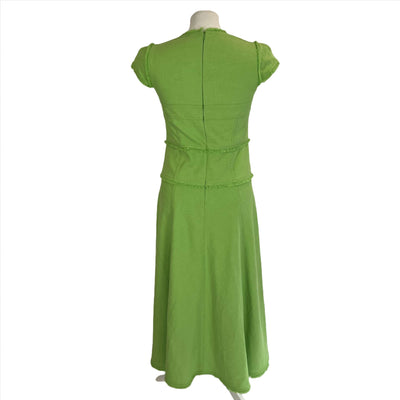 Me&Em Lime Green Raw Edge Cotton Weave Maxi Dress XS