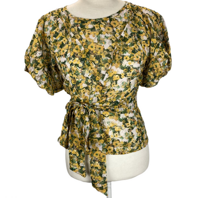 Isabel Marant Yellow & Cream Floral Print Chiffon Tunic XXS