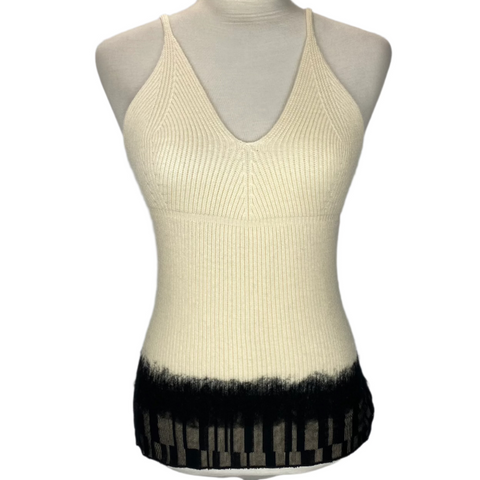 Joseph New Cream & Black Wool Rib Camisole XS