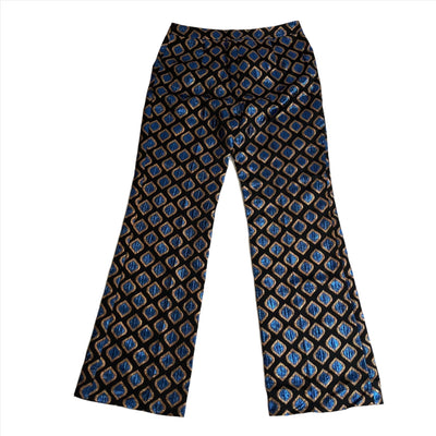 Etro Black & Cobalt Metallic Jacquard Pants M