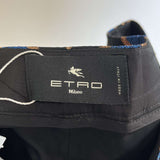 Etro Black & Cobalt Metallic Jacquard Pants M
