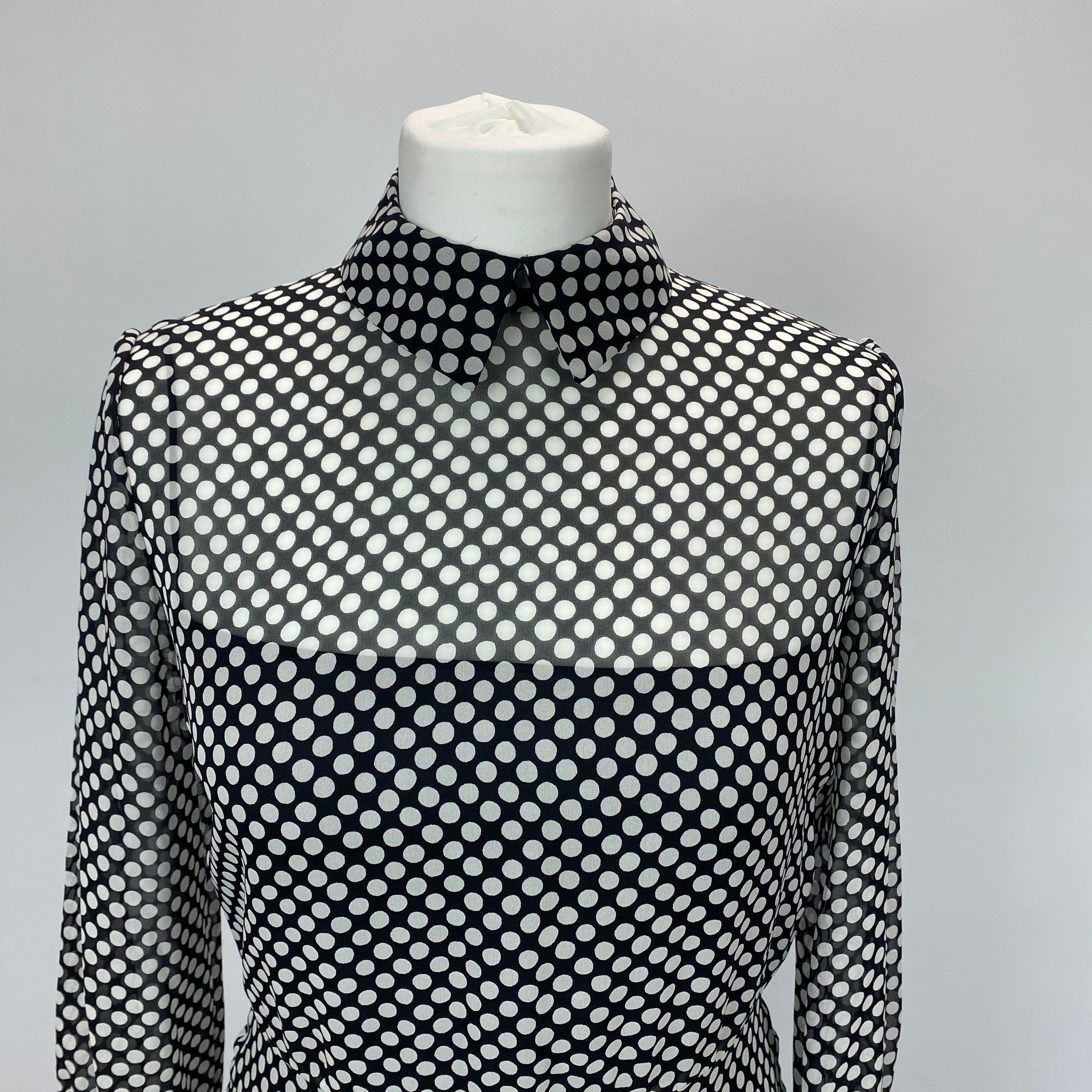 Christian Dior New £4000 Monochrome Polka Dot Silk Maxi Dress S