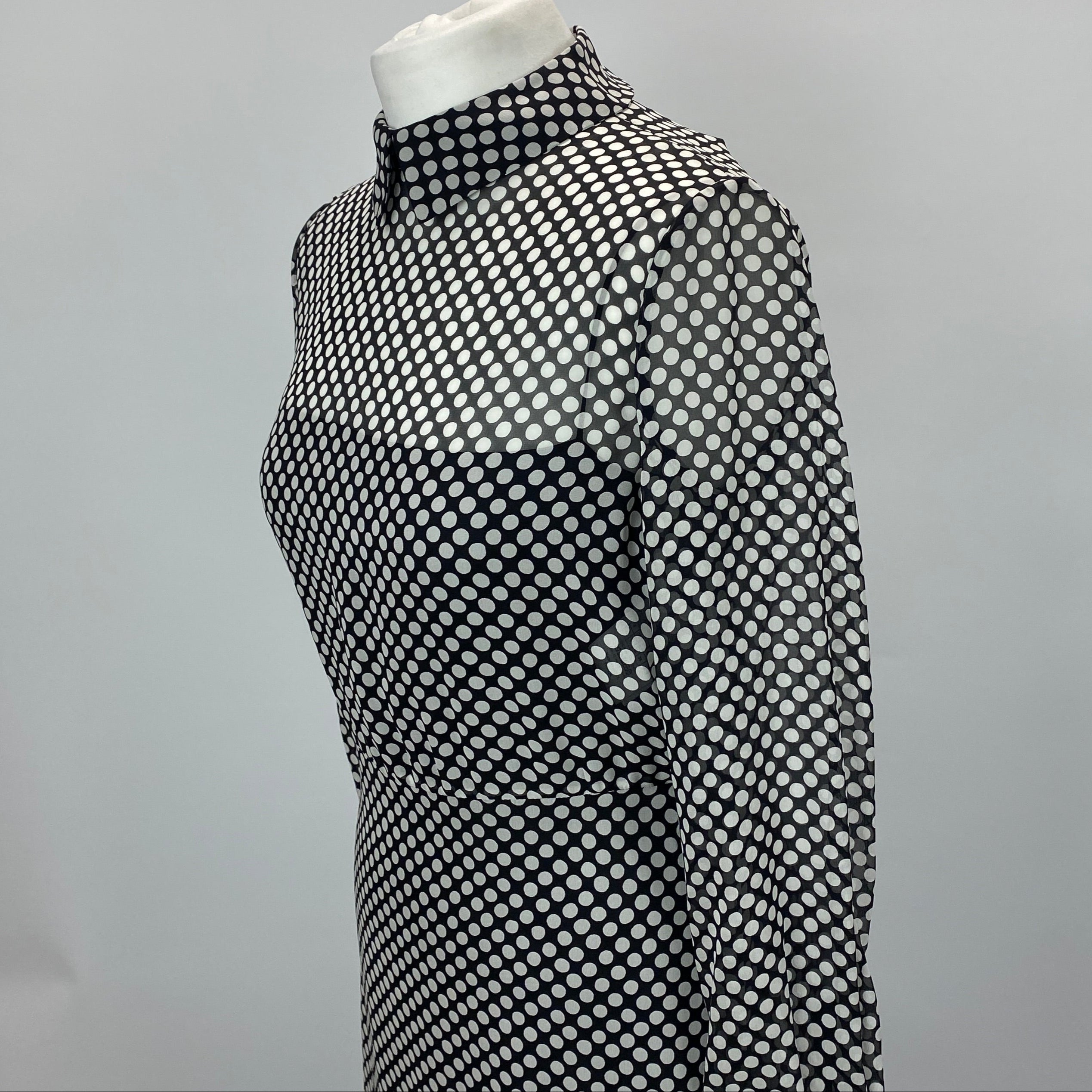 Christian Dior New £4000 Monochrome Polka Dot Silk Maxi Dress S