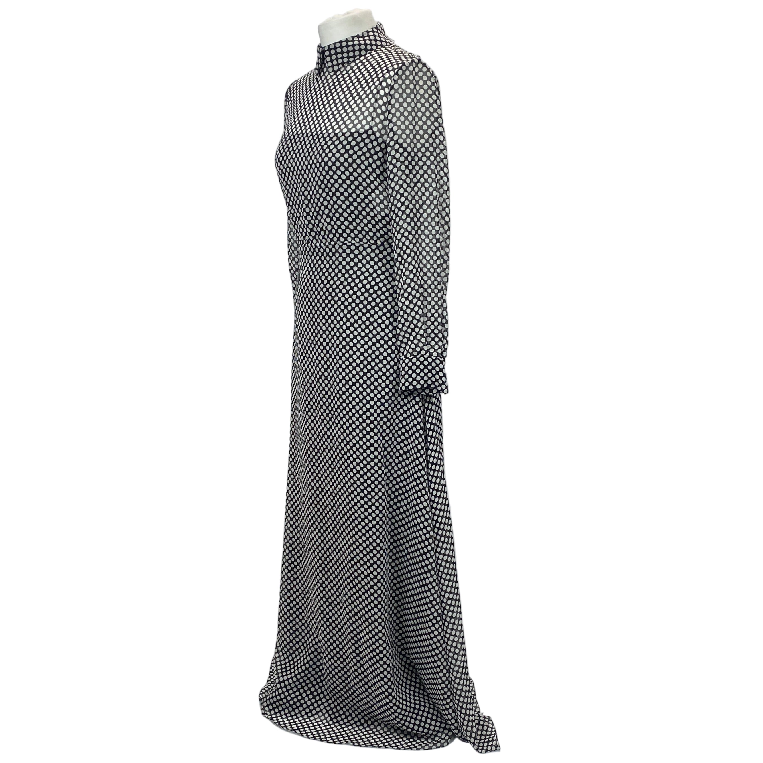 Christian Dior New £4000 Monochrome Polka Dot Silk Maxi Dress S