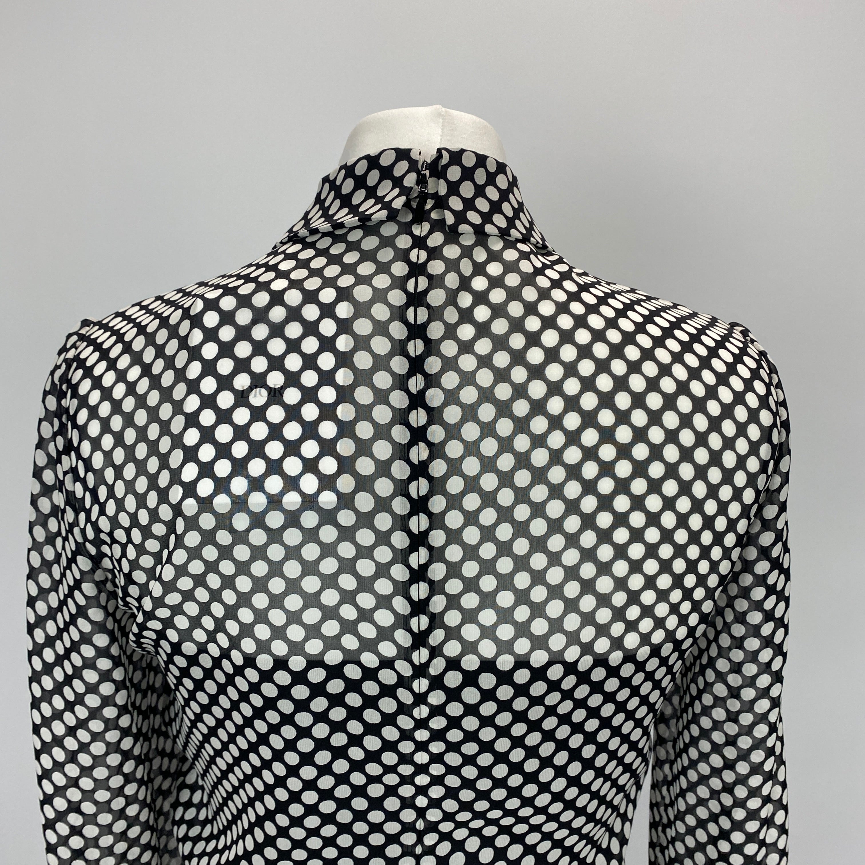 Christian Dior New £4000 Monochrome Polka Dot Silk Maxi Dress S