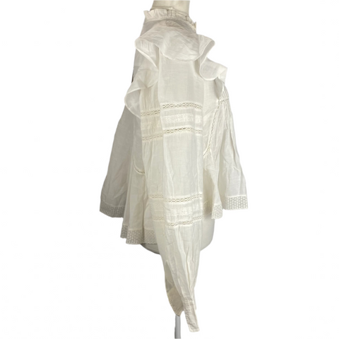 Isabel Marant Etoile Ivory Muslin & Lace Tunic Top S