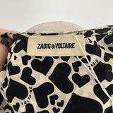 Zadig & Voltaire Monochrome Heart Print Silk Midi Dress XS