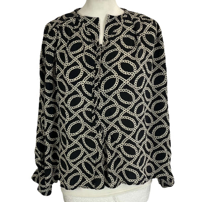 Isabel Marant Black & Ecru Print Silk Voluminous Top XS/S/M/L