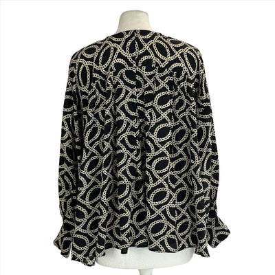 Isabel Marant Black & Ecru Print Silk Voluminous Top XS/S/M/L