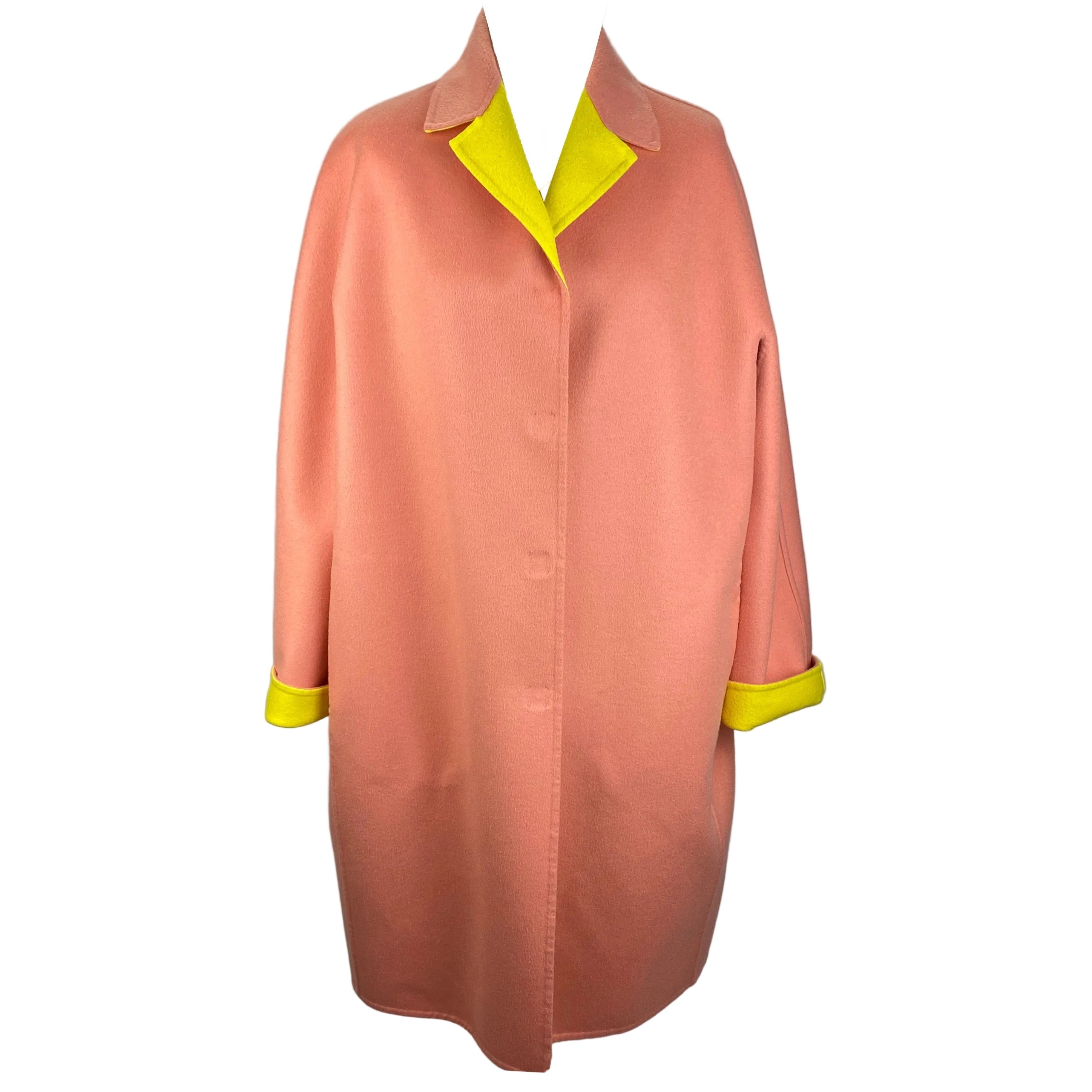 Emilio Pucci Peach & Yellow Wool &  Cashmere Coat S