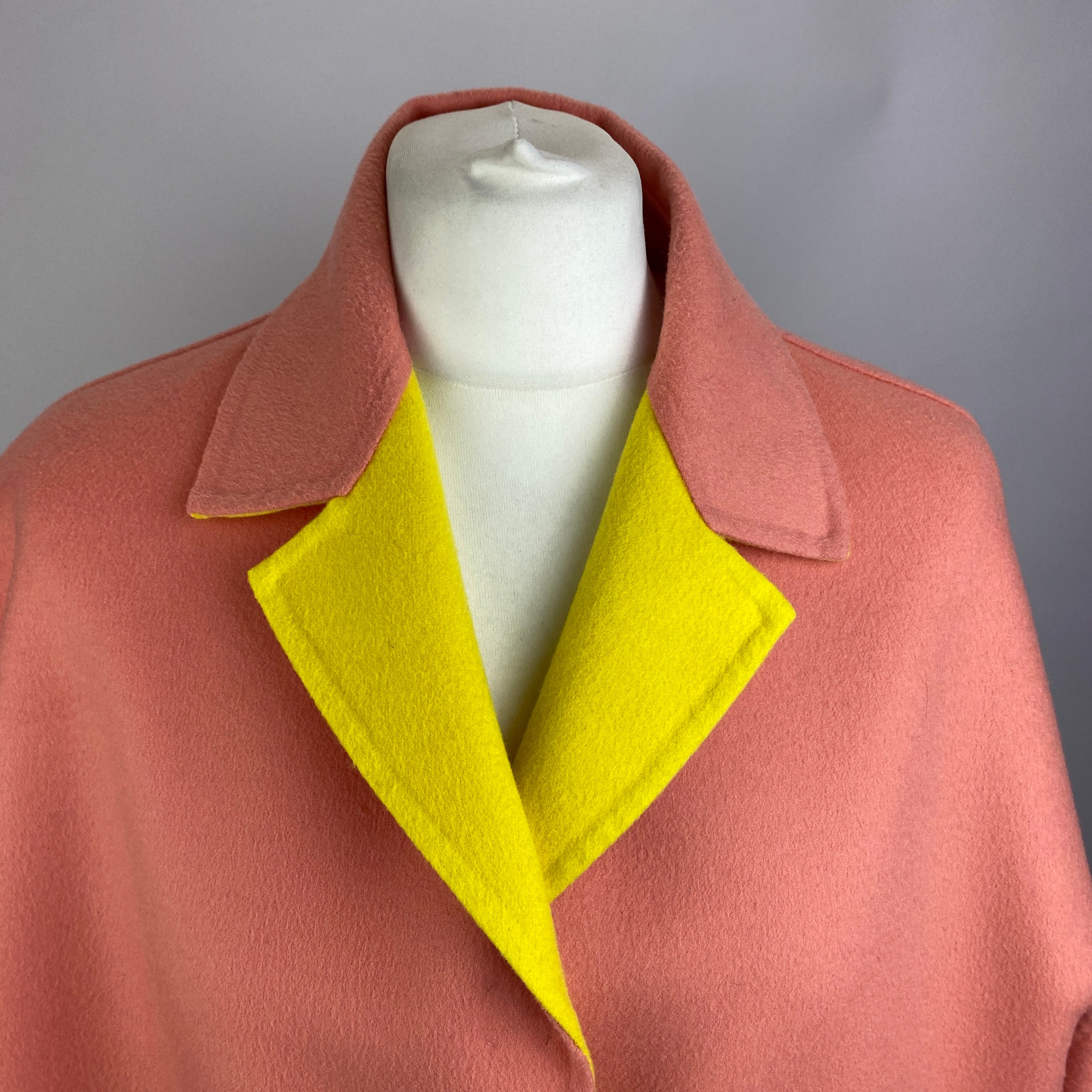 Emilio Pucci Peach & Yellow Wool &  Cashmere Coat S
