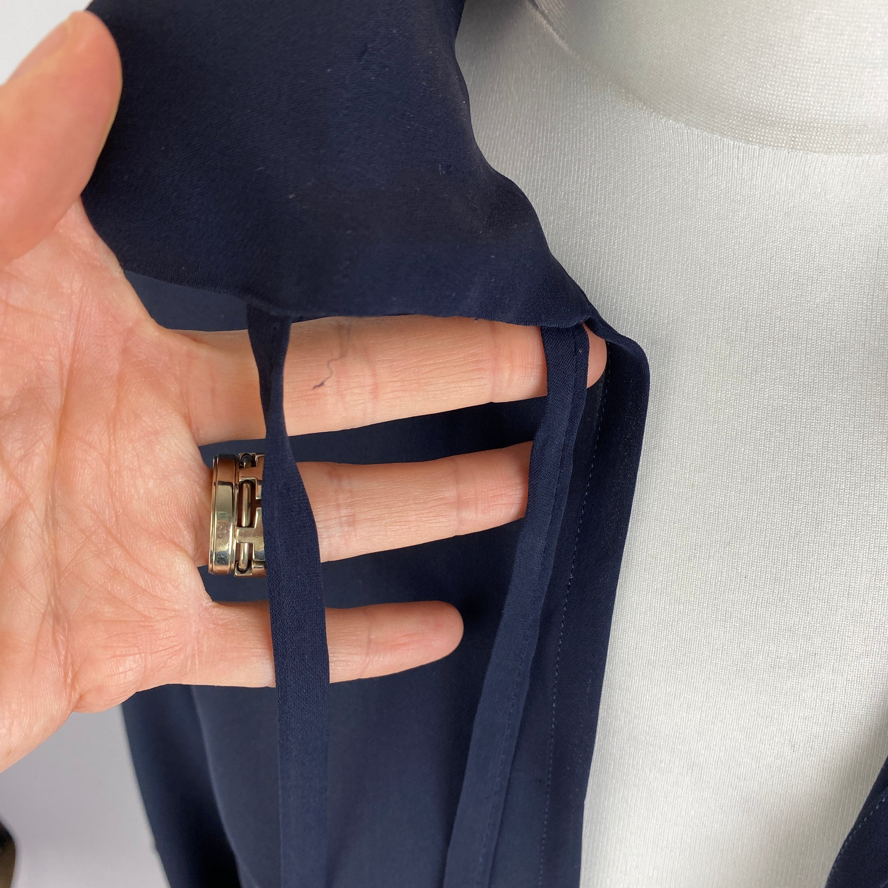 Nili Lotan £1300 Navy Silk Oversized Smock Blouse O/S