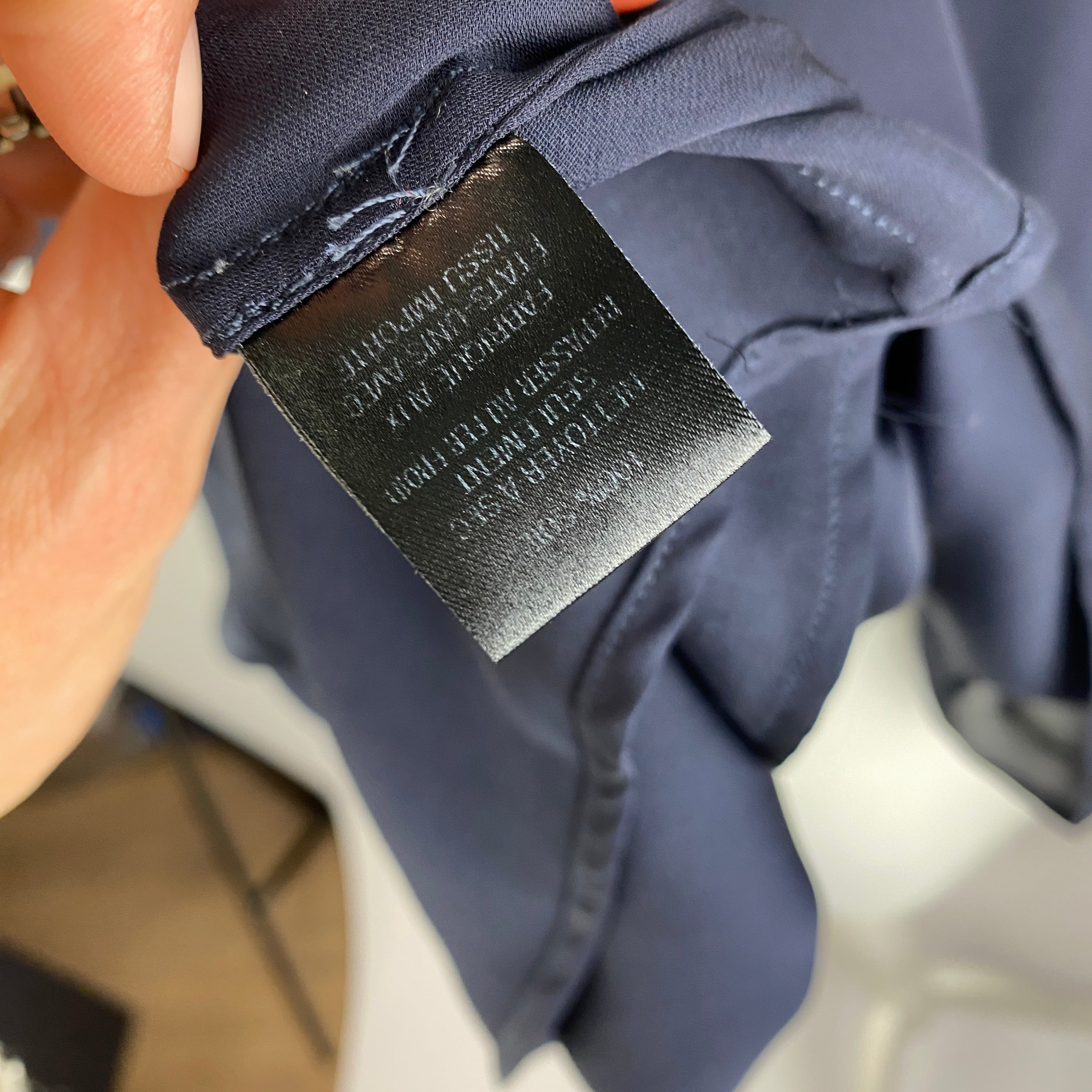Nili Lotan £1300 Navy Silk Oversized Smock Blouse O/S