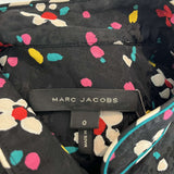 Marc Jacobs Brand New Black Floral Silk Midi Dress XXS/XS