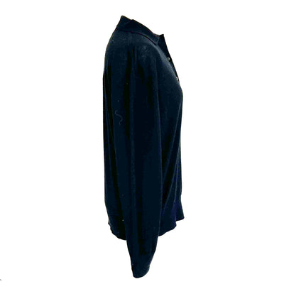 Toteme Brand New £270 Black Merino Wool Knit Polo Sweater S