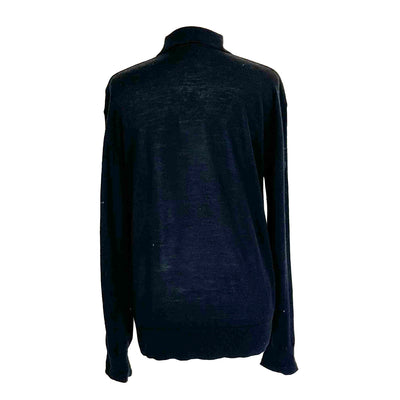 Toteme Brand New £270 Black Merino Wool Knit Polo Sweater S