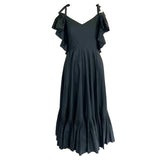 Alberta Ferretti Black Cotton Cold Shoulder Maxi Dress S