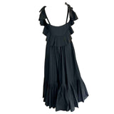 Alberta Ferretti Black Cotton Cold Shoulder Maxi Dress S